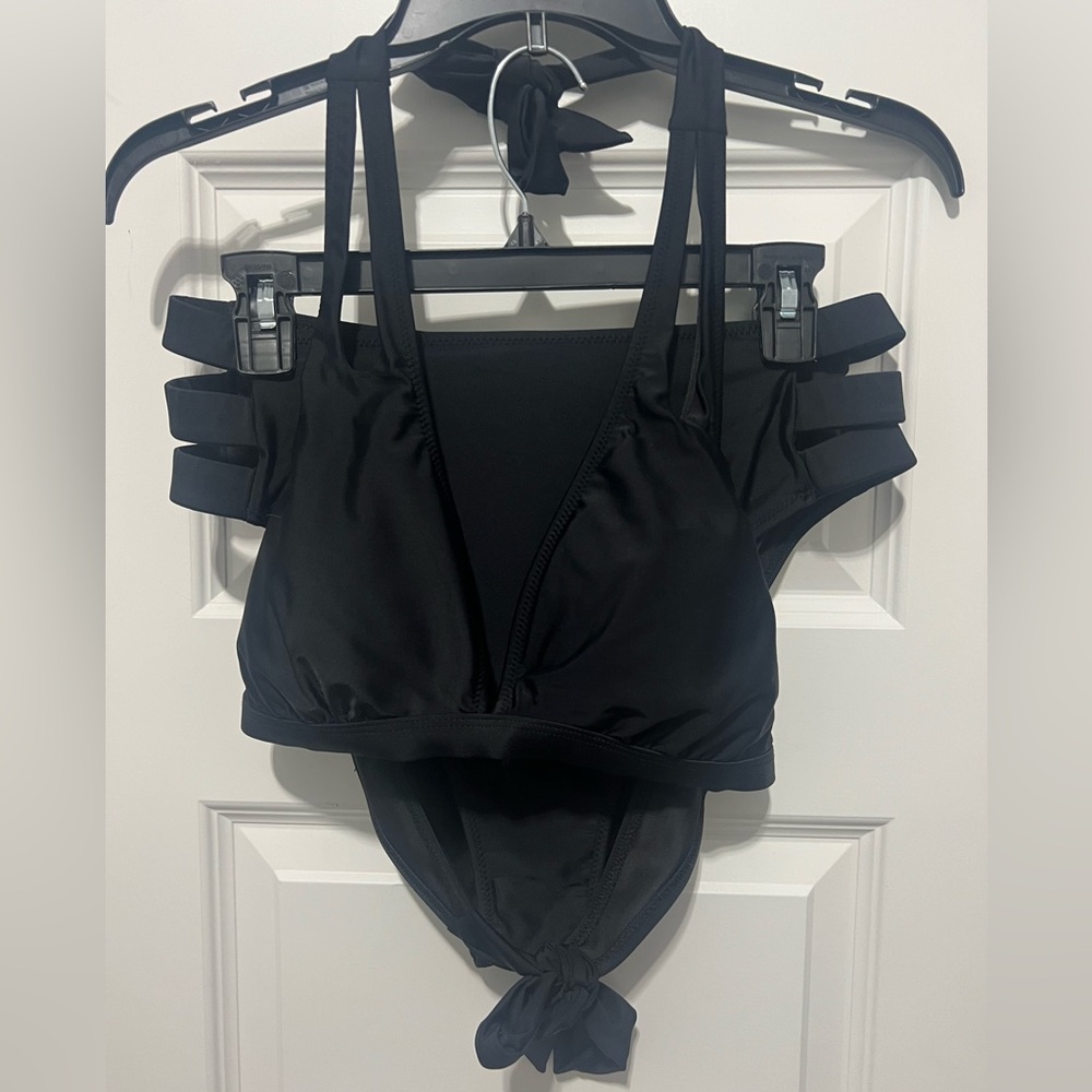 Black Strappy Bikini with Cage Side Details